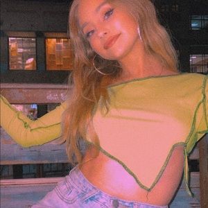 Neon Green Long Sleeve Crop Top